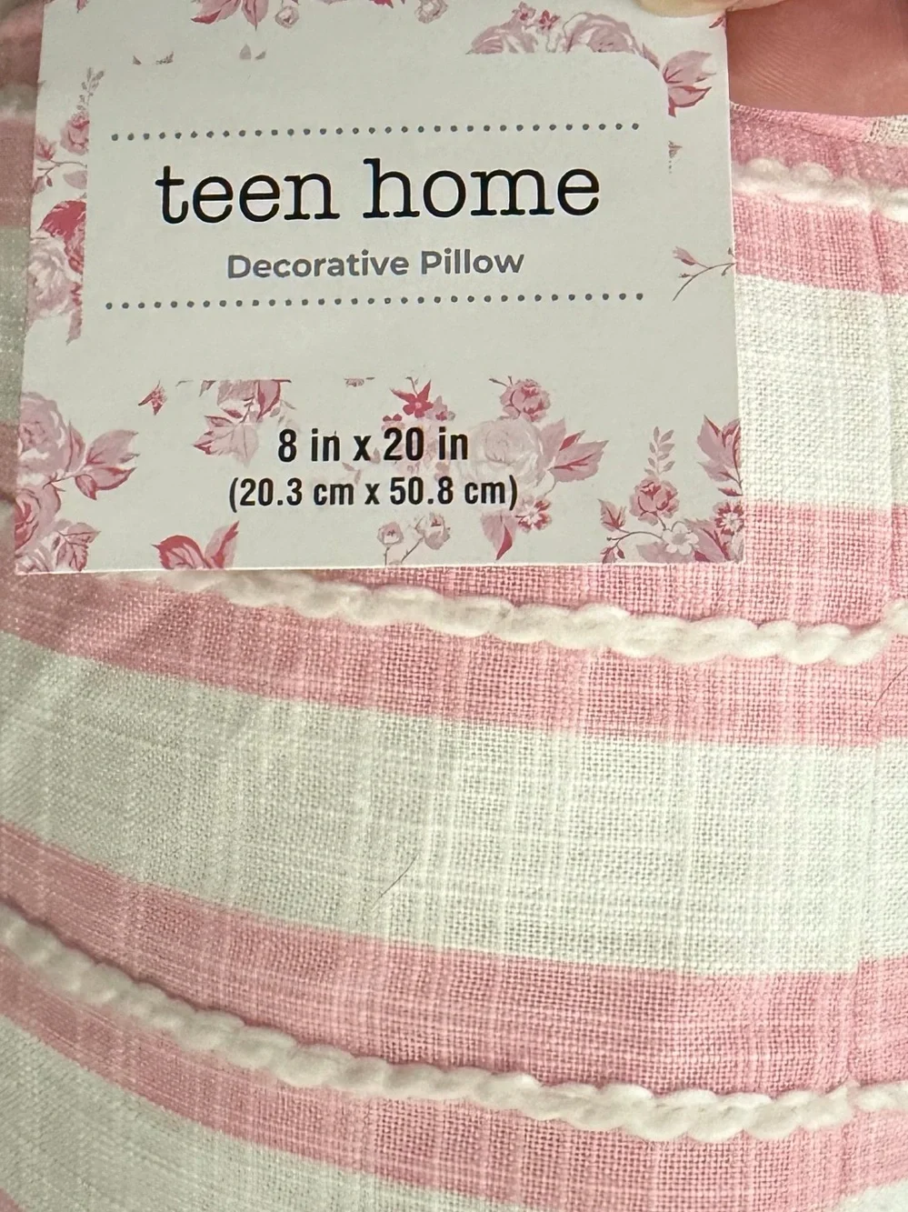 TEEN HOME TARGET NWT Lumbar Bolster Pillow Pink Stripe